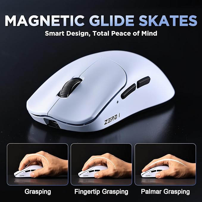 Zero 1 Pro Gaming Mouse,55g Ultralight Wireless Mouse, PAW3311 12K DPI, Tri-Mode 2.4G/Bluetooth/USB-C,Programmable Ergonomic Design,for Laptop/PC/Mac(Blue)