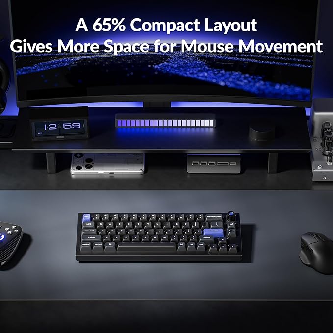 Keychron Q2 HE 8K Wired Hall Effect Gaming Keyboard with Magnetic Switches, 65% Layout, Rapid Trigger, Aluminum Body, Adjustable Actuation, Knob, RGB, Compatible with Mac/Windows/Linux – Black