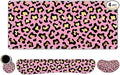 Large Gaming Mouse Pad Set, 4 in 1 Extended Keyboard Desk Mat with Wrist Rest, PC Computer Game Mousepad Set, Non-Slip Desk Pad Easy Typing Pain Relief for Home Office I Pink Leopard Print