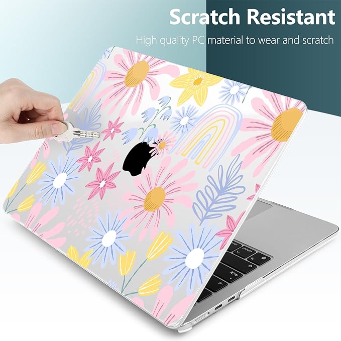 DONGKE Compatible with M5 MacBook Air 15 inch Case 2026 2025-2023 A3448 A3241 A3114 A2941 M4 M3 M2 Liquid Retina Display Touch ID, Protective Hard Shell Cover & Keyboard Skin - Colorful Florals