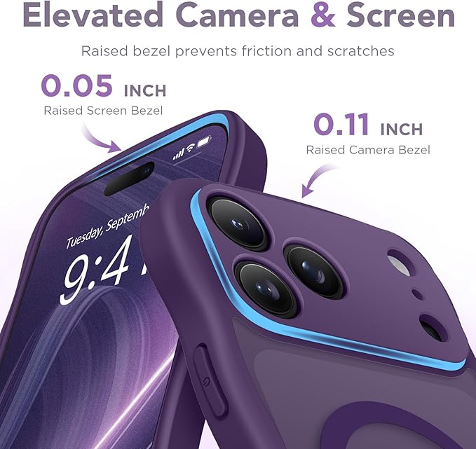 CAPRARO Magnetic for iPhone 17 Pro Max Case for Women Girls, Upgraded [Full Camera Protection] [Compatible with MagSafe] Cute Wave Translucent Matte Phone Case for iPhone 17 Pro Max, Deep Purple