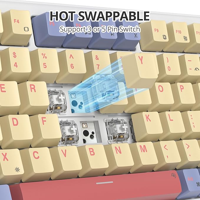 75% Wired Mechanical Gaming Keyboard, Hot Swappable Gasket Mount, White Switch, 82 Keys TKL, NKRO, Creamy for PC Laptop Windows Gamer (Marshmallow)