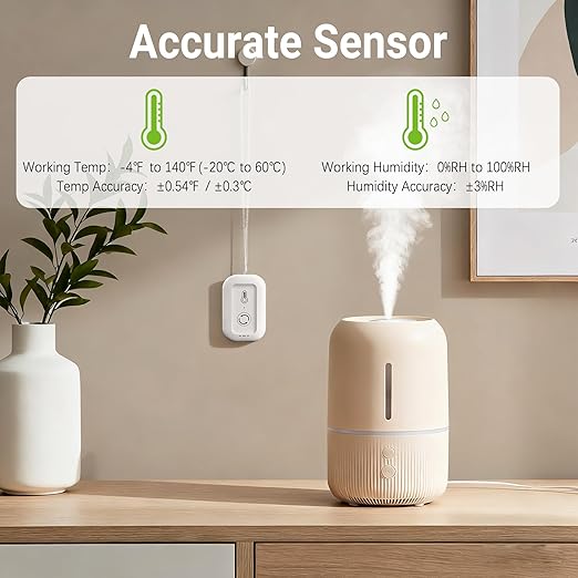 WiFi Thermometer Hygrometer, Smart Humidity Temperature Sensor with App Notification Alert, Data Storage, Remote Monitor for Room, Nursery, Greenhouse, Humidor, Wine Cellar