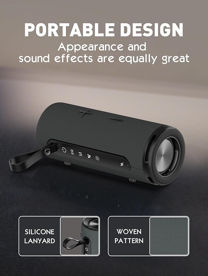 MANTO Bluetooth Speaker IPX5 Waterproof Portable Shower Speaker, 12H Battery, Micro SD Playback (Up to 32GB, Card Not Included), Compact Design for Travel, Camping, Hiking, and Home (Blue-Green)