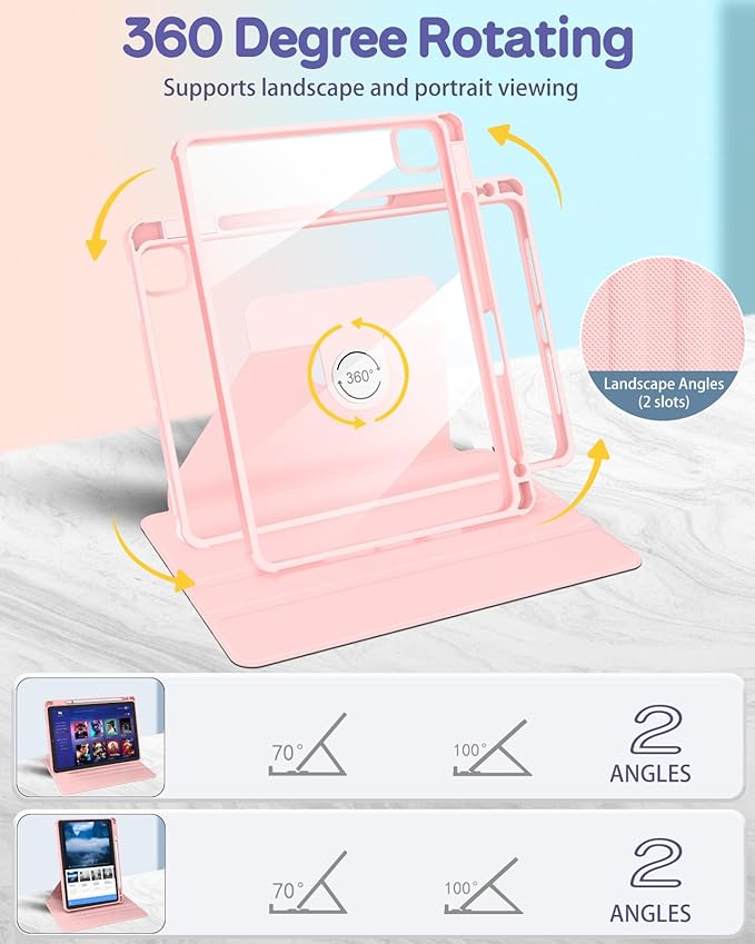 Uppuppy for iPad Pro 12.9 Case Folio Cover with Pencil Holder Girls Cute Women Kids Girly Checkered Design Pretty Aesthetic Rotating Stand for Apple iPad Pro 12.9 Inch Cases 2022/2021/2020/2018