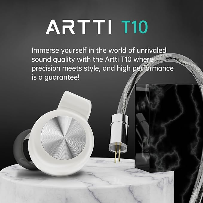 ARTTI T10 Wired Earbus, in-Ear Headphones, HiFi IEM Monitor Earphones, 14.2mm Dual Magnetic Circuit Planar Driver, Gaming Earphone for Musician Singer Audiophile (3.5mm Plug)