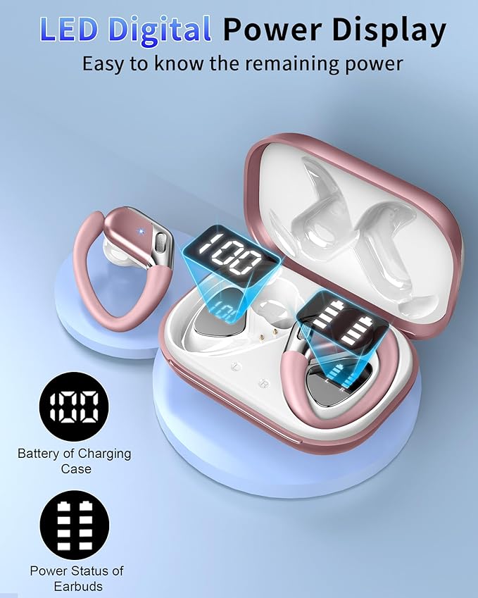 Ear Buds Wireless Earbuds, 2026 Bluetooth 5.4 Headphones Sport 2025 Noise Cancelling, Running Headphones 50 Hrs, Bluetooth Earphones with Mic/IP7 Waterproof, Over Ear Earbuds with LED Display