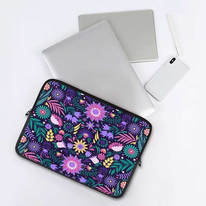 Mandala Flower Laptop Protective Sleeve for Women 17 inch Lap Top Case Portable Computer Sleeve Laptop Protector Zippered Pouches Gifts for Girls Boys Purple