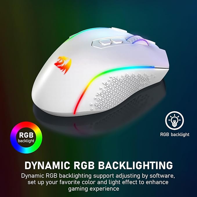 Redragon M810 MAX 3-Mode Wireless Gaming Mouse, 12000 DPI Wired/Wireless RGB Mouse w/Rapid Fire Key, 8 Macro Buttons, 188-Hour Reliable Power Capacity for PC/Mac/Laptop
