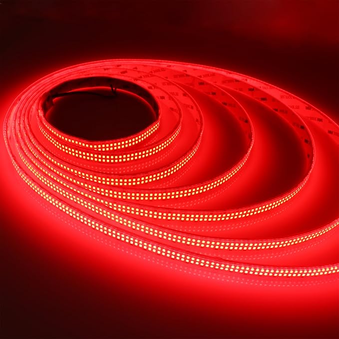 LEDENET 12V Red LED Strip Lights 16.4ft, Double Row 2400 LEDs Outdoor Waterproof IP67, Super Bright Dimmable Flexible Tape Lights for Bedroom, DIY, Truck, RV, and Boat Lighting