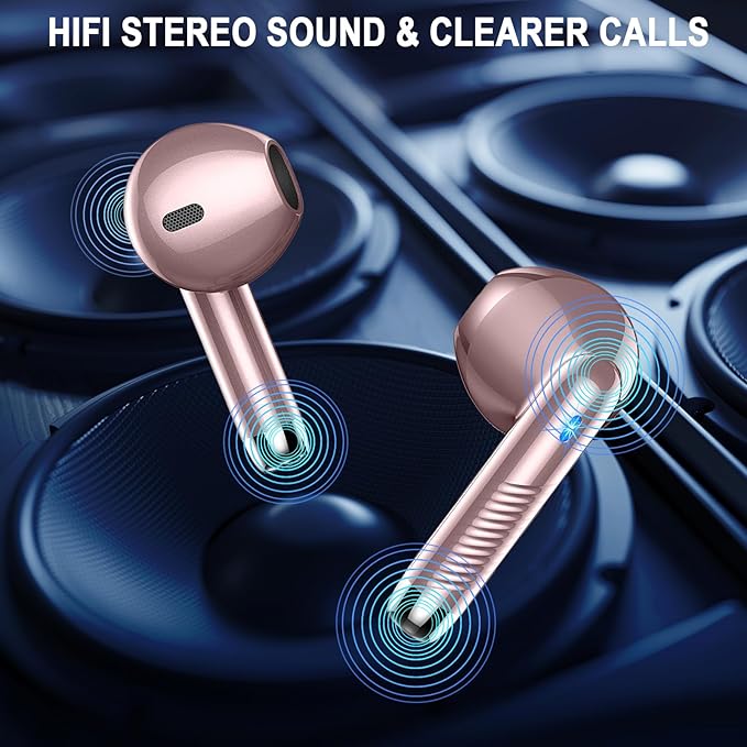 Wireless Earbuds, 2025 Bluetooth Headphones 5.4 HiFi Stereo, in-Ear Ear buds with 4 ENC Noise Cancelling Mics, 40H Playtime Sport Ear Buds with Charging Case, IP7 Waterproof Earphones with LED Display