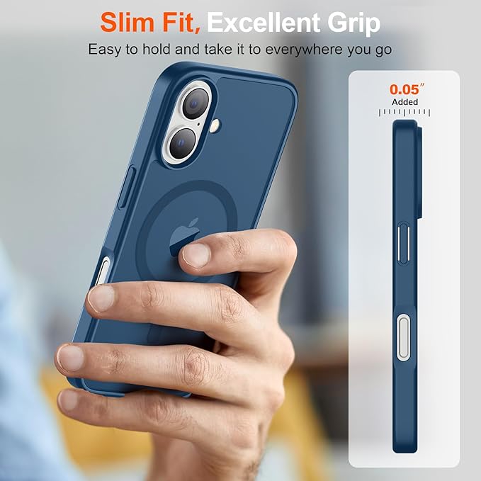 SUPFINE Magnetic for iPhone 17 Case (Compatible with MagSafe)(Military Grade Drop Protection) Translucent Matte Shockproof with Anti-Fingerprint Phone Cover,Deep Blue