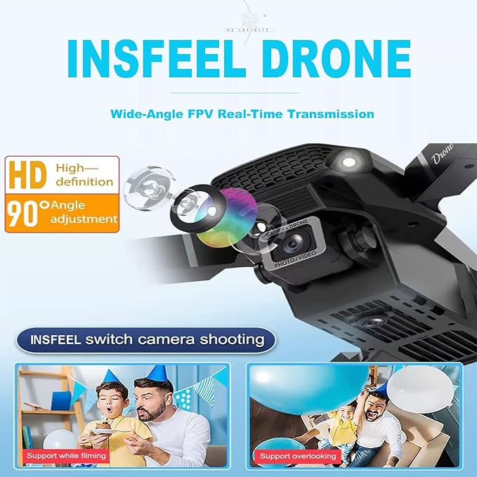 Mini Drone with Camera for Adults - Christmas Toy Gift for Beginner Age 15 Years Old - RC Quadcopter Multirotors | Foldable UAV | WiFi HD FPV Live Video | One Key Take Off/Land | Altitude Hold | Headless Mode | 360° Flip | Carrying Case (INS+ Black)