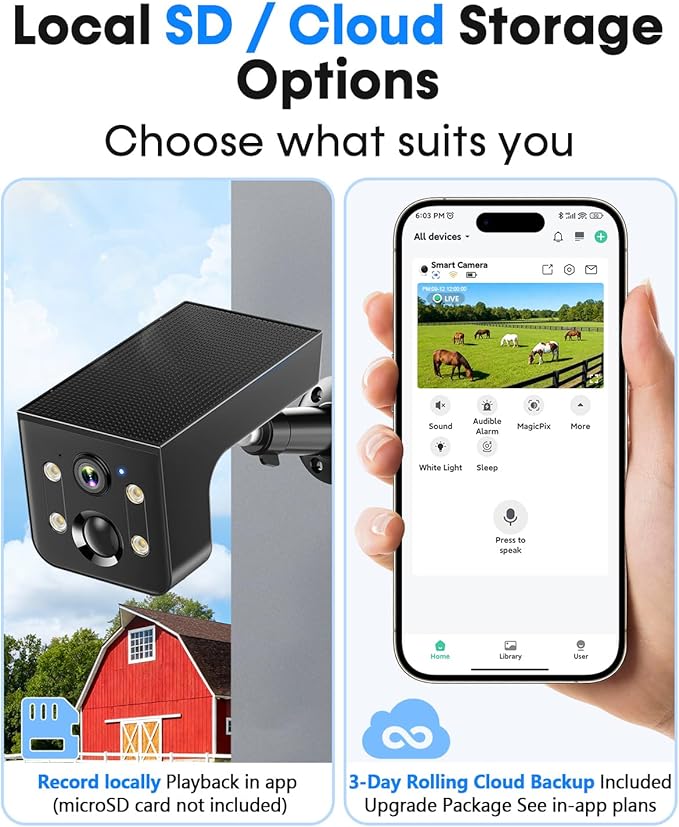 Thybro Security Camera Solar Outdoor 2K QHD Night Vision: Wireless WiFi Camera with AI Motion Detection & 2-Way Audio, IP67 Weatherproof, 100% Wire-Free for Home Security