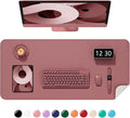 Desk Pad, 35.5" x 17" PU Leather Non-Slip Desk Mat Large Mouse Pad for Desktop, Waterproof Laptop Computer Writing Mat for Office, Home, Work, Gaming, Deep Red