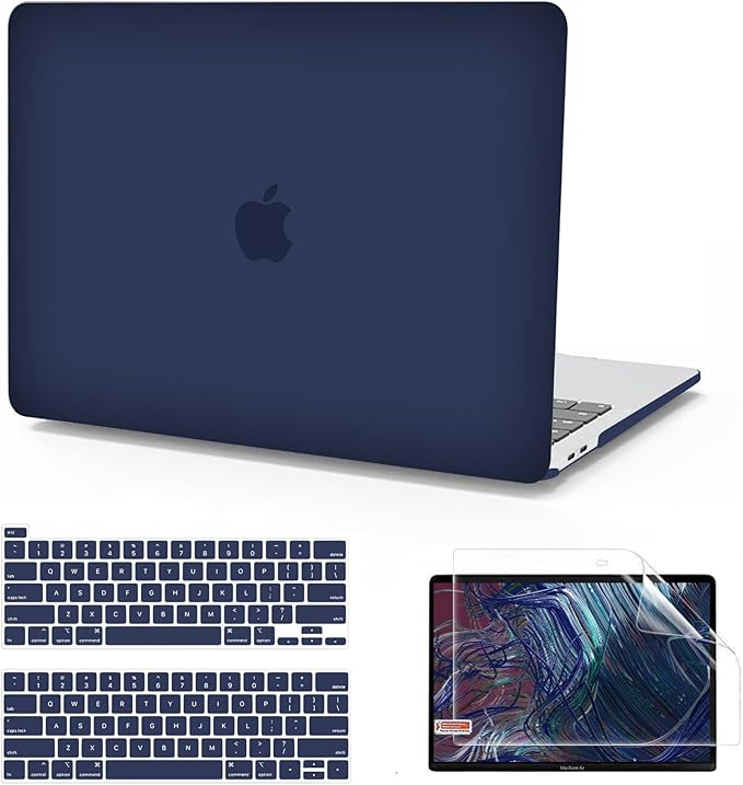 Anban Compatible with MacBook Pro 13 inch Case M2 2025 2024 2023 2022-2016 M1 A2338 A2251 A2289 A2159 A1989 A1708 A1706, Plastic Laptop Hard Shell Case +Keyboard Cover +Screen Protector, Navy Blue