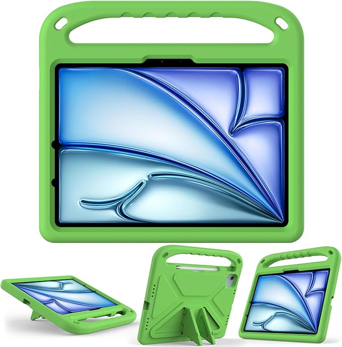 Dteck Shockproof Protective Handle Stand Pencil Holder Kids Case for iPad Air 5/4 10.9" & iPad Pro 11", Green