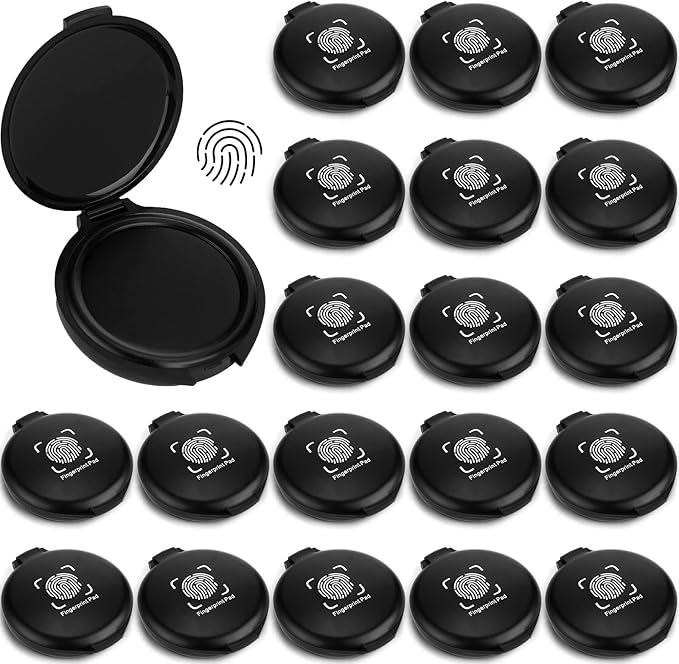 20PCS Fingerprint Thumbprint Ink Pad Mini Black Stamp Ink Pads for Notary Supplies Identification Security Home Office Use