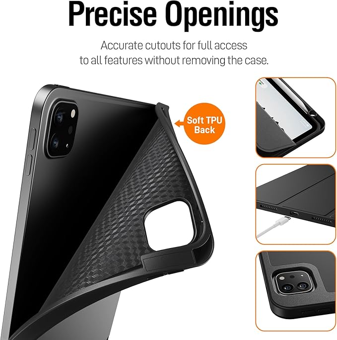 ZOVEEK iPad Pro 11 Inch Case 4th/3rd/2nd/1st Generation (2022/2021/2020/2018) with Pencil Holder, Magnetic Smart Cover with Stand, Supports 2nd Gen Pencil Charging, Auto Wake/Sleep (Black)