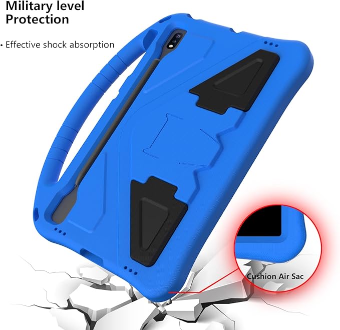 Kids Case for Samsung Galaxy Tab S10+/S9+/S8+/S7 FE/S7+/S9 FE+ 12.4", Techcircle Light Weight Shock Proof EVA Foam Handle Rugged Stand Protective Case for Galaxy Tab S9 FE Plus/S10 Plus 2024, Blue