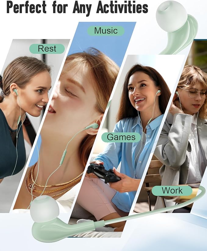 Wired Headphones USB C for for Galaxy S26 S25 Ultra A17 A16 S24 S23 in Ear USB-C Headphones Wired with Microphone Volume Control Type C Headphones iPhone 16 Pro Max iPad mini Xiaomi Pixel Green