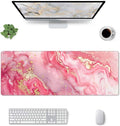 Pink Gold Marble Mouse Pad XL Large Mousepad Non Slip Rubber Base Desk Mat for Laptop Computer Gaming 31.5" X 12"