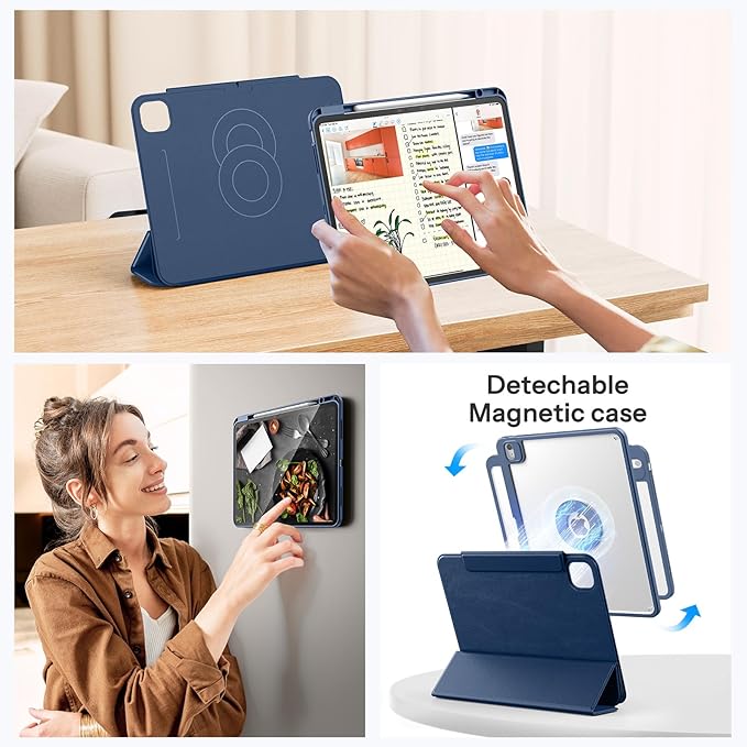 SPARIN Case for iPad Air 13 Inch M4 2026/M3 2025/M2 2024 ((8th/7th/6th Generation), Removable Magnetic Cover with Apple Pencil Holder, Portrait and Landscape Stand, Auto Wake/Sleep -Navy Blue