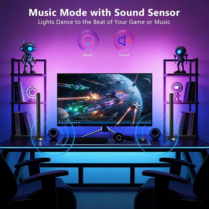 DAYBETTER Gaming Light Bars,RGBICW TV Light Bars,Smart LED Light Bars with Music and Scene Modes,Multiple Placement Options,Mood Lighting,Color Changing Light Bar for Gaming Monitor,TV,Desk,Room Decor