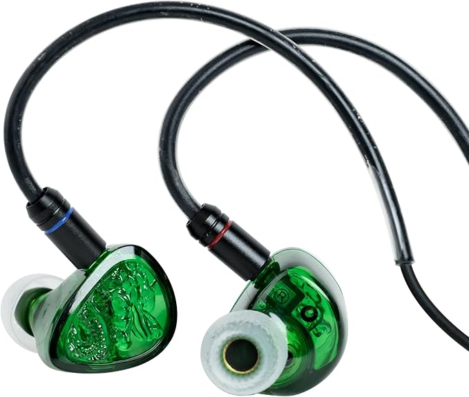 TANGZU Wan'er S.G II Emerald Dragon in Ear Monitor, Gaming IEM Earphones, HiFi Wired Earphones with 10mm PET Diaphragm Dynamic Driver, Flat 0.78mm 2-pin Tangle-Free Detachable Cable (3.5mm with Mic)