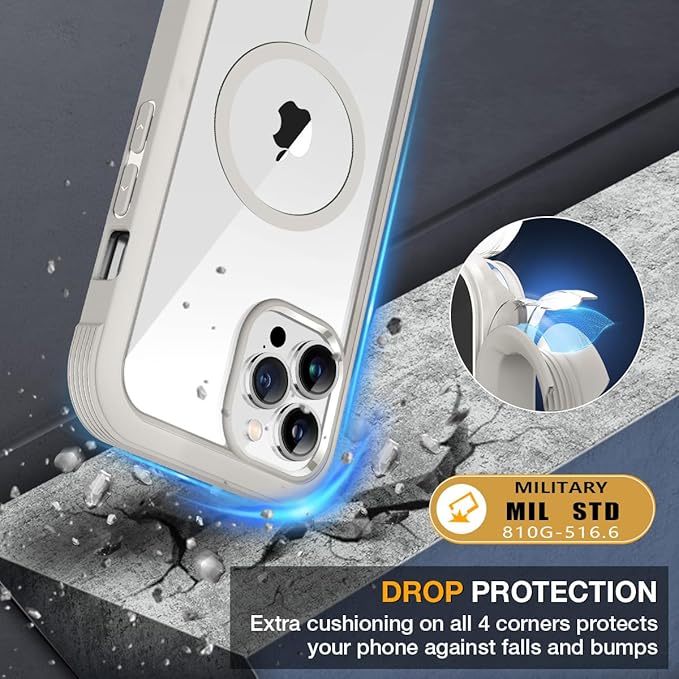 Miracase for iPhone 13 Pro Case 6.1",Full-Body Protection,Clear Bumper Case with Built-in 9H Tempered Glass Screen Protector,Military-Grade Drop Protection Outdoor Phone Case for 13 Pro,Titanium