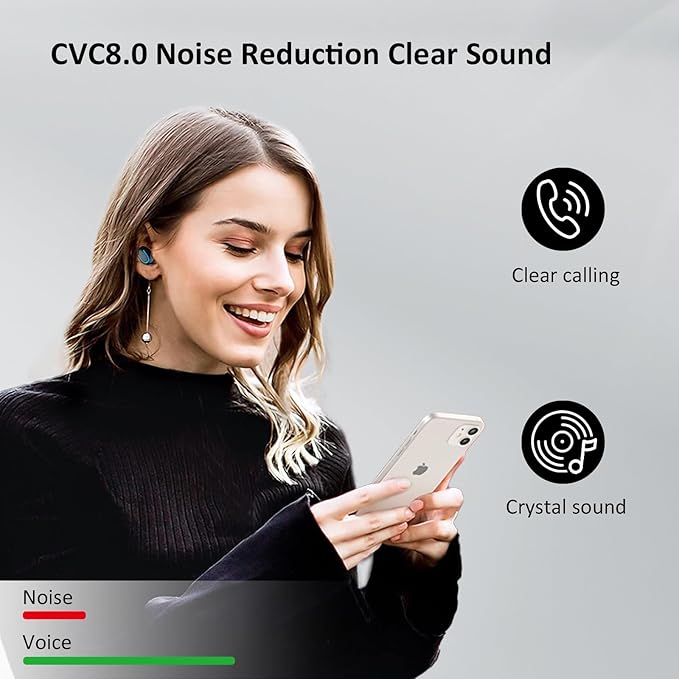 Wireless Bluetooth Earbuds,Ear Buds with HiFi Stereo Sound,Superlight-Weight Headphone 36H Long Playtime,Noise Cancelling Wireless Earphone,Bluetooth 5.4,IPX7 Waterproof,Red