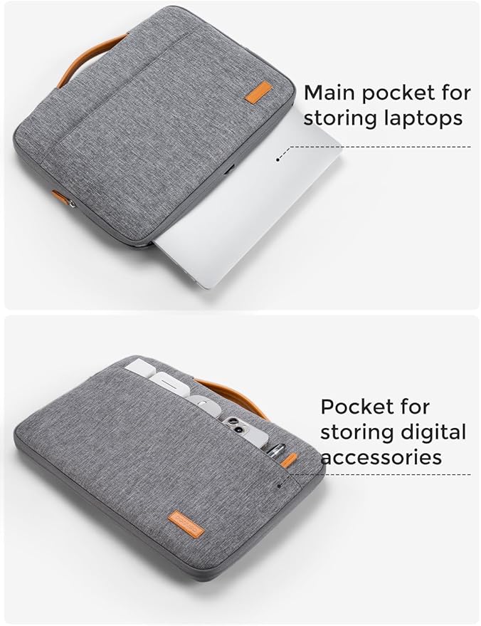 DOMISO 15.6 inch Laptop Case Sleeve Protective Cover Compatible with 16 inch MacBook Pro M4 M3 M2/Pro Max,15.6-16 inch HP Dell ASUS Lenovo Chromebook,Waterproof Computer Cases Bag with Handle,Grey