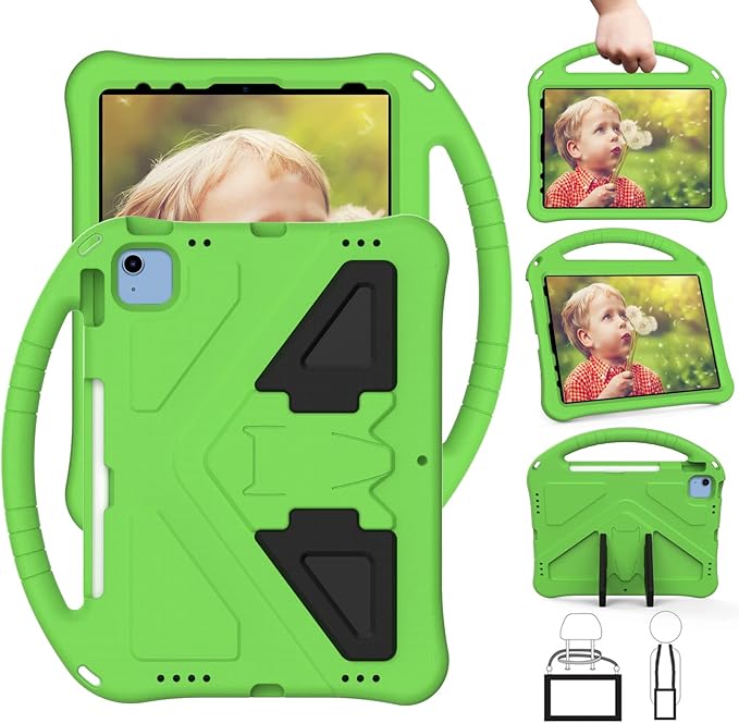 Dteck for iPad 10th Generation Case 2022 10.9 Inch,Lightweight Kids Friendly Shockproof Protective Case with Handle Pencil Holder Kickstand Child Cover for Apple iPad 10th Gen 10.9 Inch 2022,Green