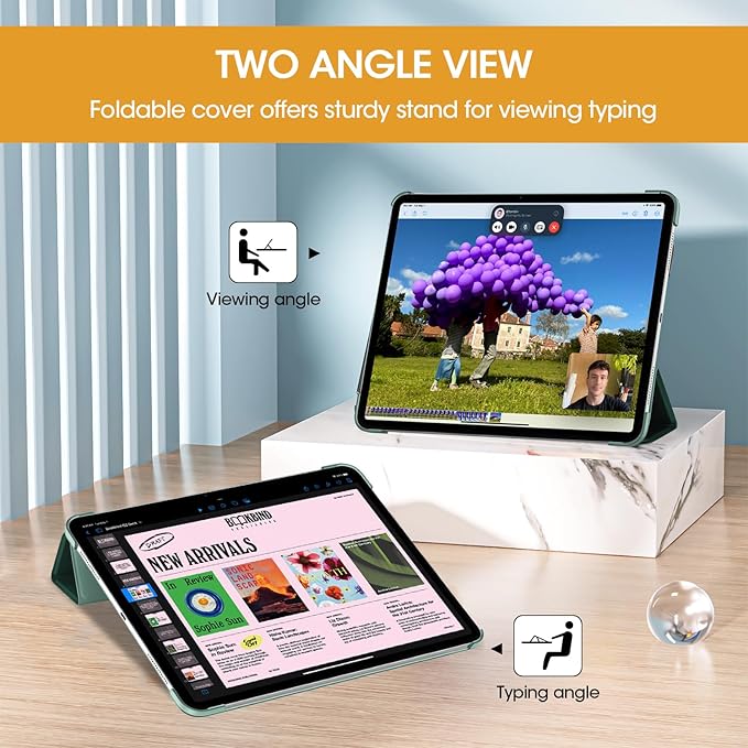 ProCase for iPad Pro 13 Inch Case M5 2025/ M4 2024, Smart Cover iPad Pro M5 M4 Case 13 Inch, Slim Stand Translucent Hard Shell Back, Supports Touch ID, Auto Wake/Sleep -Mgreen