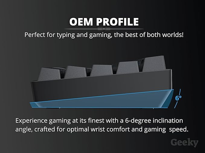 Geeky GK61 60% | Hot Swappable Mechanical Gaming Keyboard | 61 Keys Multi Color RGB LED Backlit for PC/Mac Gamer | ANSI US American Layout (Black, Mechanical Speed Silver)
