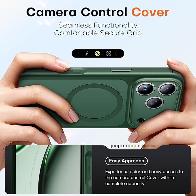 TAURI for iPhone 17 Pro Case, Compatible with MagSafe, (Full Camera Protection) Camera Control Cover Solid-Color Matte Magnetic Phone Case for 17 Pro 6.3", Green