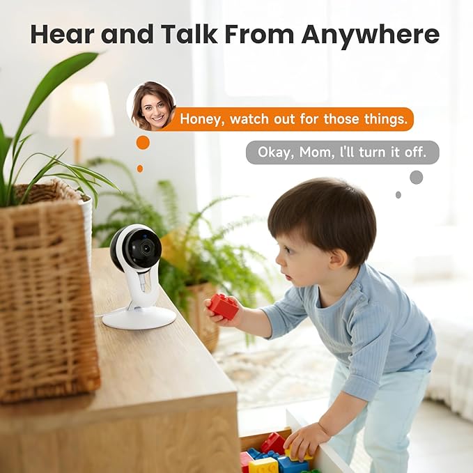 Indoor Camera for Pet & Baby Monitoring, 2K Clear View, Motion Alerts & Night Vision, 2-Way Audio, Easy Setup Home Security Cam, Alexa & Google Home Compatible, 2.4G Wi-Fi only