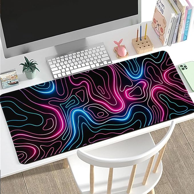 Rcege Large Mouse Pad for Desk - Gaming Mouse Pad with Stitched Edges, Anti-Slip Base for Keyboard and Mouse(Dazzle Red, 31.5L x 15.8W inches)