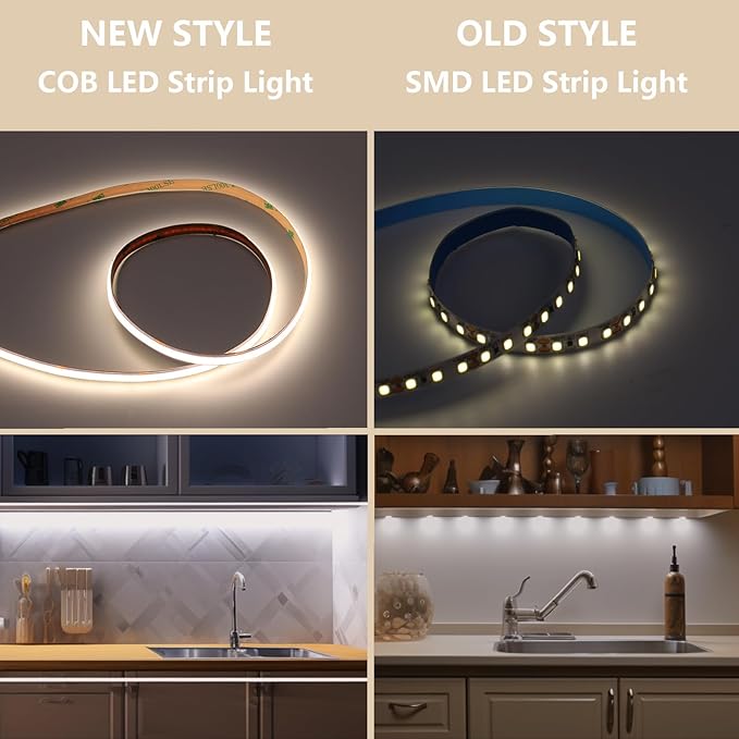 BENLUN 24V CCT COB LED Strip Lights Kit 65.6ft (2 Rolls of 32.8ft), 2700K-6500K Dimmable White Cuttable LED Tape Light CRI 93 with Remote Controller and Power Supply for Bedroom Indoor Decoration
