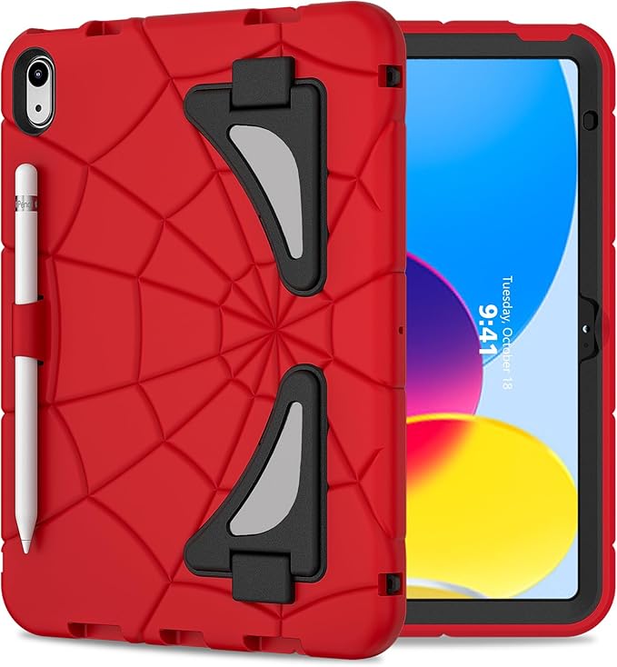 AKABEILA Compatible with Apple iPad (2026) 12th A19/iPad (2022) 10th/iPad (2025) 11th A16 Tablet Case，Lightweight Shockproof Protective Cover with Kickstand for Kids Children Boys Babies Red Black