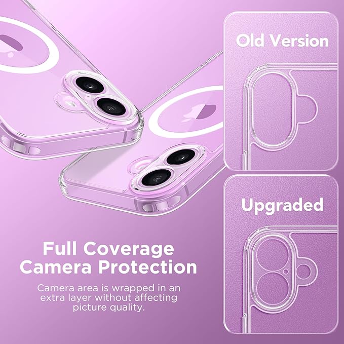 CAPRARO Magnetic Compatible with iPhone 16 Case, Upgraded [Full Camera Protection] [Compatible with MagSafe] Protective Translucent Matte Women Girl Phone Case Cover, Clear