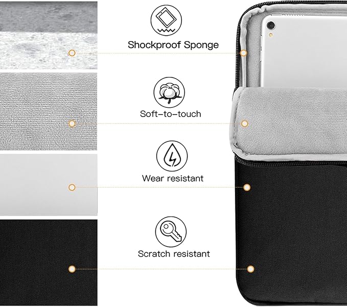 TiMOVO 13 Inch Tablet Sleeve for iPad Air 13" M3 2025, iPad Pro 13"/12.9", Galaxy Tab S9 Plus/S10+/S9 FE+, Remarkable Paper Pro 11.8", Protective Pocket Bag, Black