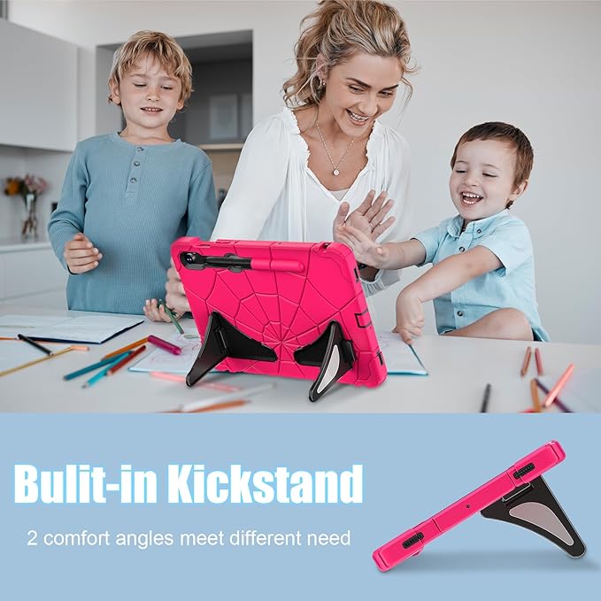 AKABEILA Compatible with Samsung Galaxy Tab S10 FE 2025/Tab S10 Lite 2025 Tablet Case，Lightweight Shockproof Rugged Protective Cover with Kickstand for Kids Children Boys Babies Strawberry Black
