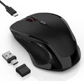 Wireless Bluetooth Mouse for Mac Pro MacBook Air, Rechargeable Mice with Jiggler Mouse, 3 Mode Switch Bluetooth 5.2/3.0 & 2.4G USB-A/USB-C Receiver, Optical Silent Mouse for iPad PC Laptop, Black