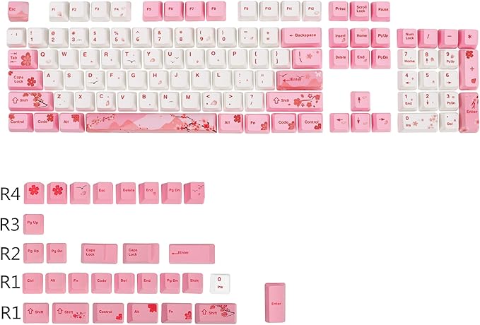 GTSP 104 Pink Keycaps Cute Japanese Custom Gaming keycap Set of Dye-Sub OEM Profile for Cherry Mx Gateron Kailh Switch 87/104 60% Mechanical Keyboard (Pink)