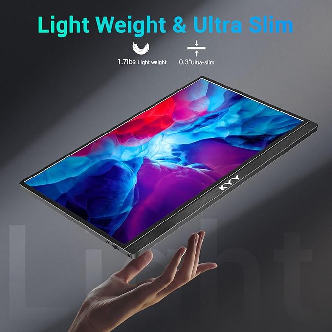 KYY Portable-Monitor-for-Laptop - 15.6'' 1080P FHD IPS Display USB-C&HDMI Portable Monitor for Laptop with Cover and Speakers