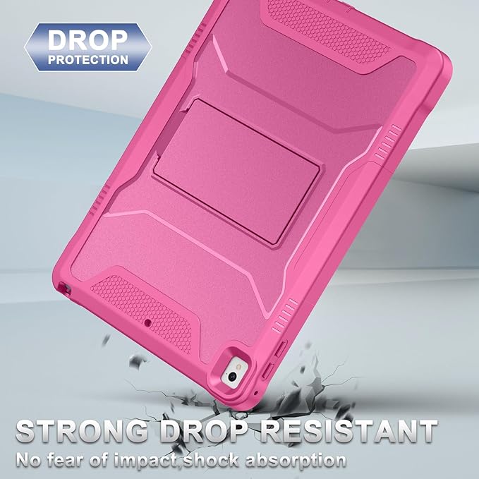Soke Case for iPad 6th/5th Generation 9.7 Inch 2018/2017,with Built-in Screen Protector and Kickstand, Rugged Full-Body Heavy Duty Protective Cover for Apple iPad Air 2 /Pro 9.7 - Hot Pink