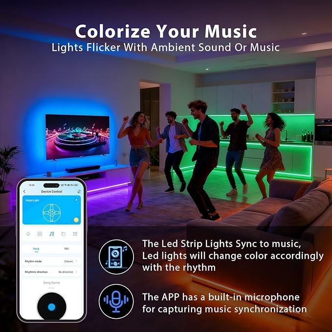DAYBETTER Led Strip Lights 300 ft (3 Rolls of 100ft), Smart Led Light Strips with Remote and App Control, Music Sync RGB Color Changing Led Lights for Bedroom, Home, Kitchen, Party, Room Decor