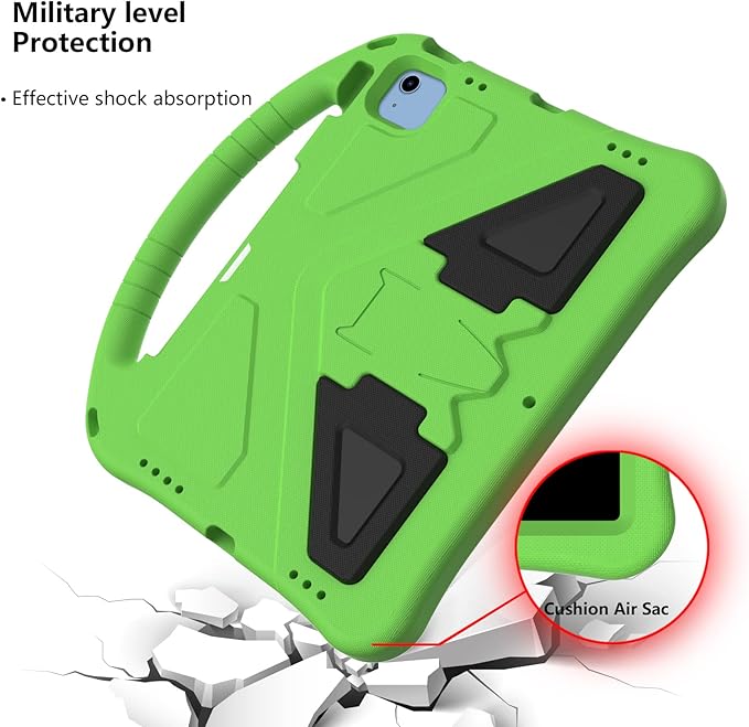 Dteck for iPad 10th Generation Case 2022 10.9 Inch,Lightweight Kids Friendly Shockproof Protective Case with Handle Pencil Holder Kickstand Child Cover for Apple iPad 10th Gen 10.9 Inch 2022,Green