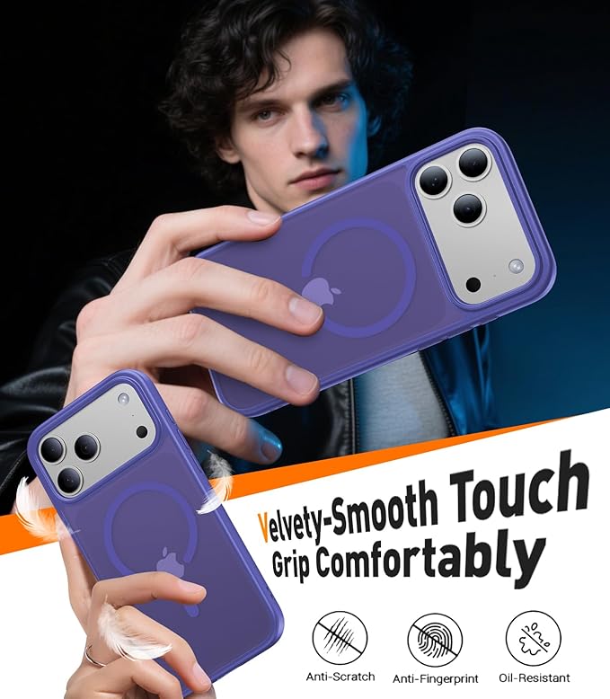 Magnetic for iPhone 17 Pro Max Case,[Anti-Slip][Compatible with MagSafe][Military Grade Drop Protection] Shockproof Protective Translucent Phone Case for iPhone 17 Pro Max Case,Cobalt Blue
